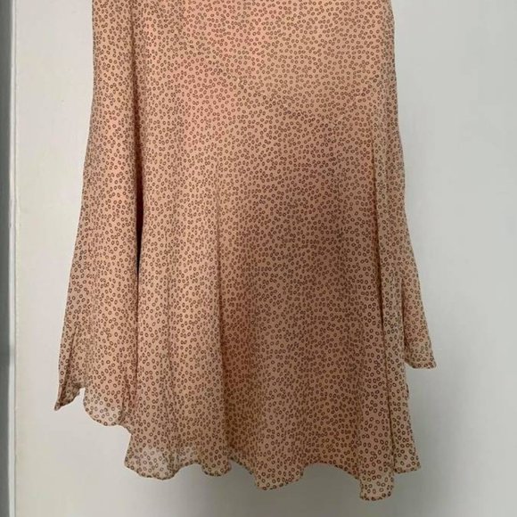 Club Monaco printed pink salmon silk long skirt -6 - Picture 2 of 2